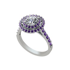 Lyra Yüzük - Pırlanta ve ametist 18 ayar beyaz altın yüzük (0.92 karat) #jg2p4q
