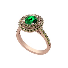 Lyra Yüzük - Yeşil kuvars ve peridot 14 ayar rose altın yüzük #k7s6do