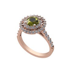 Peridot ve swarovski 8 ayar rose altın yüzük