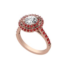 Swarovski ve garnet 14 ayar rose altın yüzük