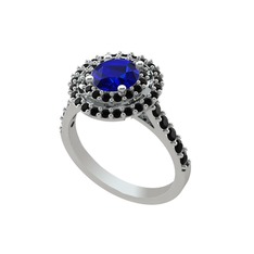 Lyra Yüzük - Lab safir ve siyah zirkon 8 ayar beyaz altın yüzük #nrqafk