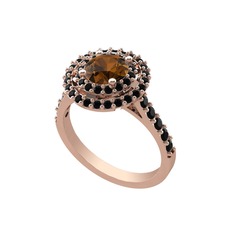 Lyra Yüzük - Dumanlı kuvars ve siyah zirkon 14 ayar rose altın yüzük #oftico