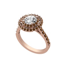 Lyra Yüzük - Swarovski ve dumanlı kuvars 14 ayar rose altın yüzük #oid9ku