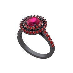 Lyra Yüzük - Rodolit garnet ve garnet 925 ayar siyah rodyum kaplama gümüş yüzük #ovw8uv
