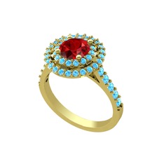 Lyra Yüzük - Garnet ve akuamarin 18 ayar altın yüzük #qq8hdk