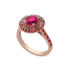 Rodolit garnet ve garnet 18 ayar rose altın yüzük
