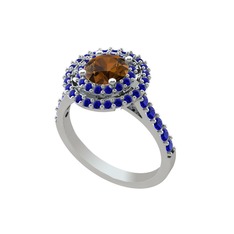 Lyra Yüzük - Dumanlı kuvars ve lab safir 8 ayar beyaz altın yüzük #r8cdjc