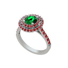 Yeşil kuvars ve garnet 925 ayar gümüş yüzük