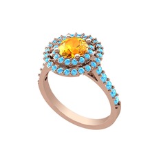 Lyra Yüzük - Sitrin ve akuamarin 8 ayar rose altın yüzük #rlunhi