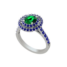 Lyra Yüzük - Yeşil kuvars ve lab safir 8 ayar beyaz altın yüzük #rmjamt