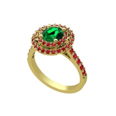 Yeşil kuvars ve garnet 8 ayar altın yüzük