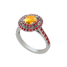 Sitrin ve garnet 925 ayar gümüş yüzük