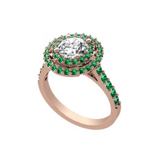 Lyra Yüzük - Swarovski ve yeşil kuvars 18 ayar rose altın yüzük #ts8mmc