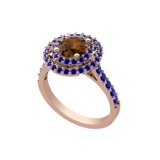 Lyra Yüzük - Dumanlı kuvars ve lab safir 14 ayar rose altın yüzük #tujnhf