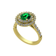 Lyra Yüzük - Yeşil kuvars ve pırlanta 8 ayar altın yüzük (1.2 karat) #u5awq