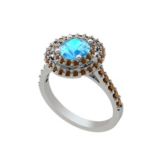 Lyra Yüzük - Akuamarin ve dumanlı kuvars 925 ayar gümüş yüzük #w2lxet