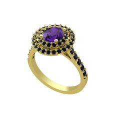 Lyra Yüzük - Ametist ve siyah zirkon 14 ayar altın yüzük #xbj5ve