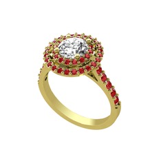 Swarovski ve garnet 18 ayar altın yüzük