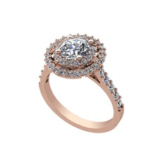 Lyra Yüzük - Pırlanta ve swarovski 925 ayar rose altın kaplama gümüş yüzük (0.92 karat) #yc95ma