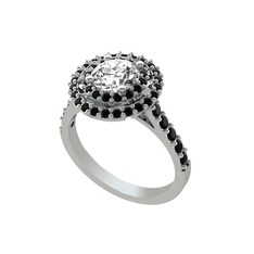 Lyra Yüzük - Swarovski ve siyah zirkon 14 ayar beyaz altın yüzük #yd40j9