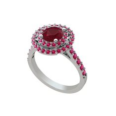 Kök yakut ve rodolit garnet 18 ayar beyaz altın yüzük