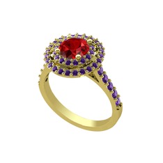 Garnet ve ametist 8 ayar altın yüzük