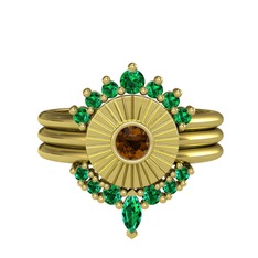 Yeşil kuvars ve dumanlı kuvars 8 ayar altın yüzük