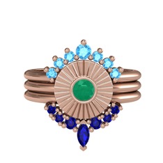 Minimal Tria Cora Yüzük - Akuamarin, kök zümrüt ve lab safir 925 ayar rose altın kaplama gümüş yüzük #10dajfv