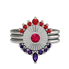 Garnet, rodolit garnet ve ametist 925 ayar gümüş yüzük