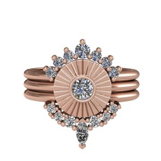 Pırlanta ve swarovski 925 ayar rose altın kaplama gümüş yüzük (0.58 karat)