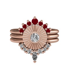 Kök yakut ve swarovski 14 ayar rose altın yüzük