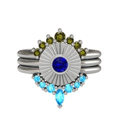 Minimal Tria Cora Yüzük - Peridot, lab safir ve akuamarin 925 ayar gümüş yüzük #1ehi19c