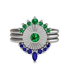 Minimal Tria Cora Yüzük - Yeşil kuvars ve lab safir 925 ayar gümüş yüzük #1fdce1f