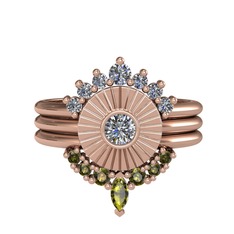 Minimal Tria Cora Yüzük - Pırlanta ve peridot 8 ayar rose altın yüzük (0.58 karat) #1fmoqke