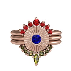 Minimal Tria Cora Yüzük - Garnet, lab safir ve peridot 18 ayar rose altın yüzük #1i3ktkh
