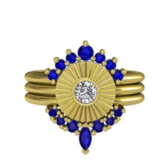 Minimal Tria Cora Yüzük - Lab safir ve swarovski 18 ayar altın yüzük #1k0u8lm