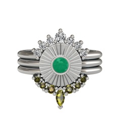 Swarovski, kök zümrüt ve peridot 925 ayar gümüş yüzük