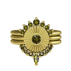 Minimal Tria Cora Yüzük - Peridot 14 ayar altın yüzük #1svaxv7