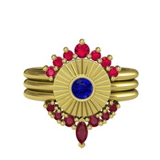 Rodolit garnet, lab safir ve kök yakut 14 ayar altın yüzük
