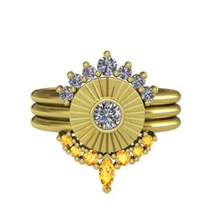 Minimal Tria Cora Yüzük - Pırlanta ve sitrin 14 ayar altın yüzük (0.58 karat) #1wmlzvu