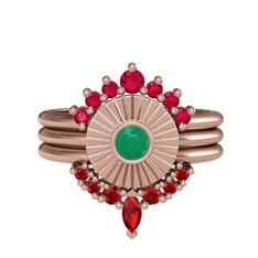 Rodolit garnet, kök zümrüt ve garnet 8 ayar rose altın yüzük