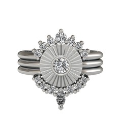 Swarovski ve beyaz zirkon 18 ayar beyaz altın yüzük