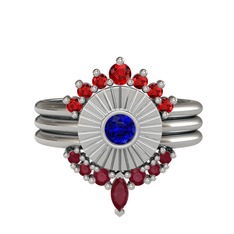 Minimal Tria Cora Yüzük - Garnet, lab safir ve kök yakut 14 ayar beyaz altın yüzük #93dnhv