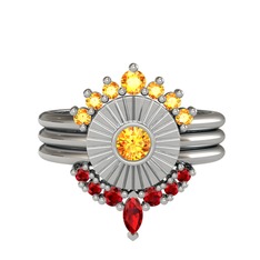 Sitrin ve garnet 925 ayar gümüş yüzük
