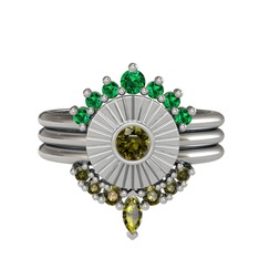 Minimal Tria Cora Yüzük - Yeşil kuvars ve peridot 925 ayar gümüş yüzük #eqbkyy