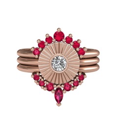 Minimal Tria Cora Yüzük - Rodolit garnet ve swarovski 8 ayar rose altın yüzük #gjxpty