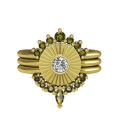 Minimal Tria Cora Yüzük - Peridot ve swarovski 925 ayar altın kaplama gümüş yüzük #iaqr4c