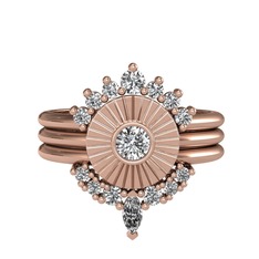 Minimal Tria Cora Yüzük - Swarovski 8 ayar rose altın yüzük #r742yi