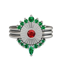Yeşil kuvars ve garnet 925 ayar gümüş yüzük
