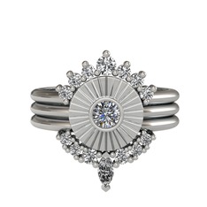 Minimal Tria Cora Yüzük - Swarovski, pırlanta ve beyaz zirkon 14 ayar beyaz altın yüzük (0.16 karat) #tmz38g